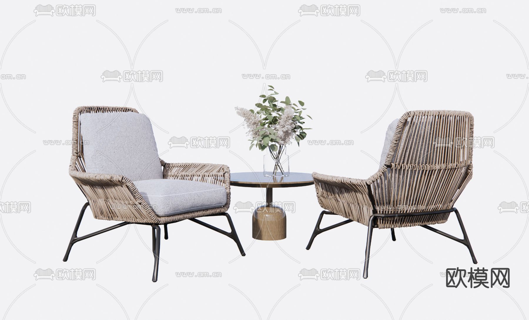 藤编户外休闲椅3d模型下载