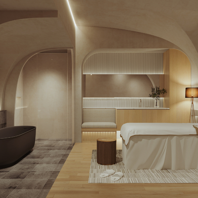  侘寂SPA美容 护理房su模型 