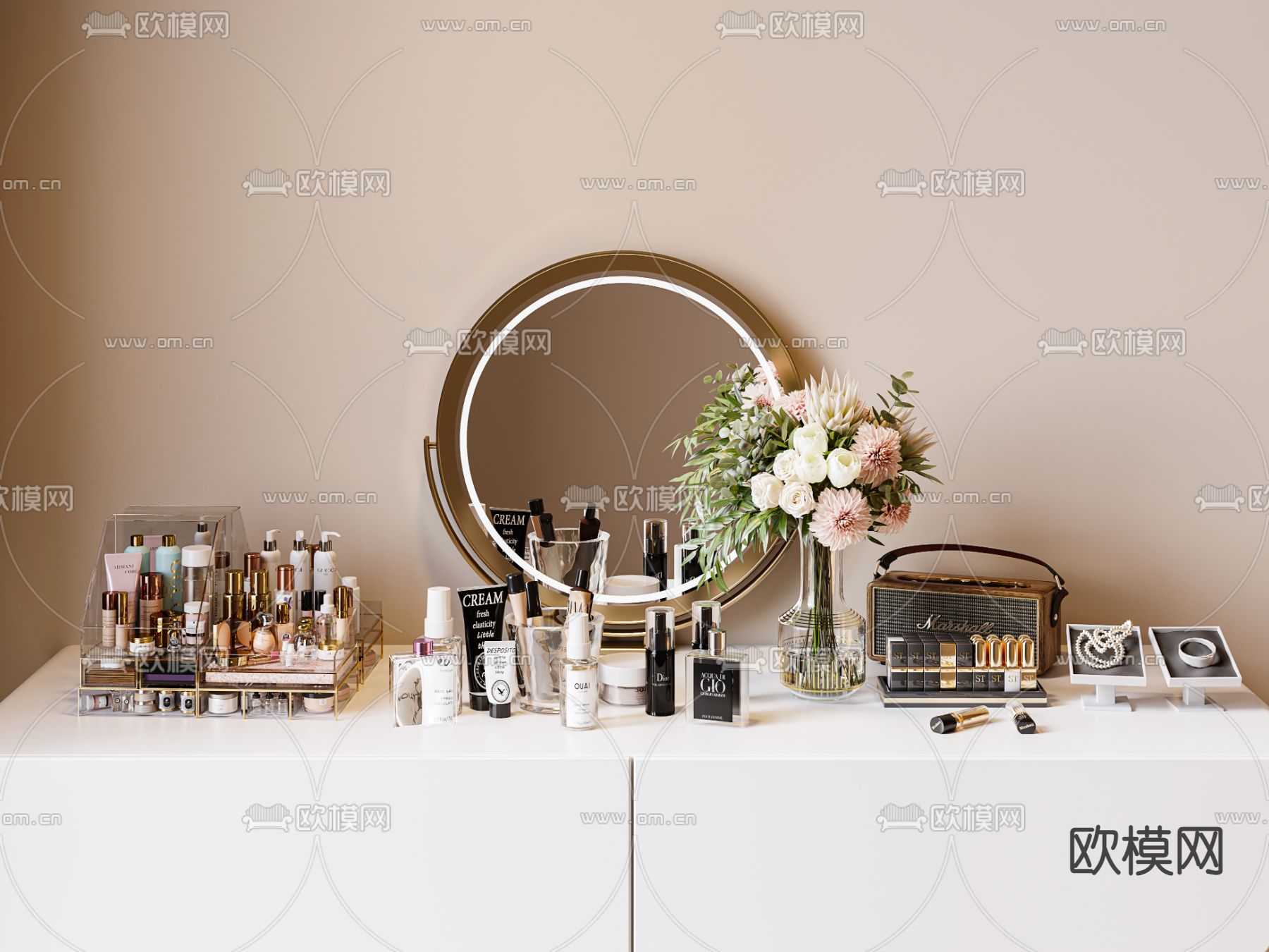 轻奢化妆品 护肤品 首饰3d模型下载