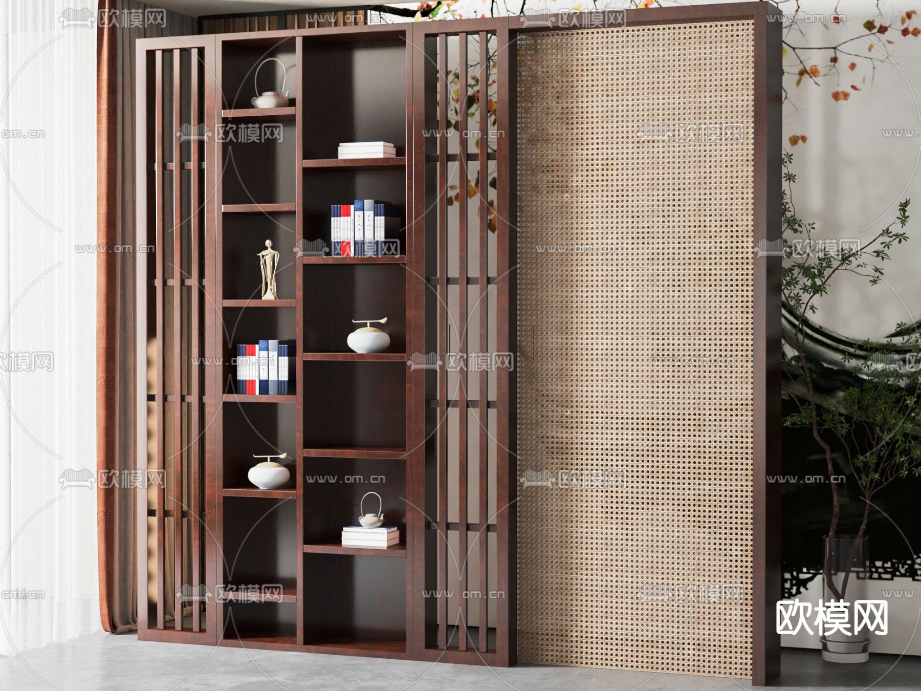 新中式装饰柜3d模型下载
