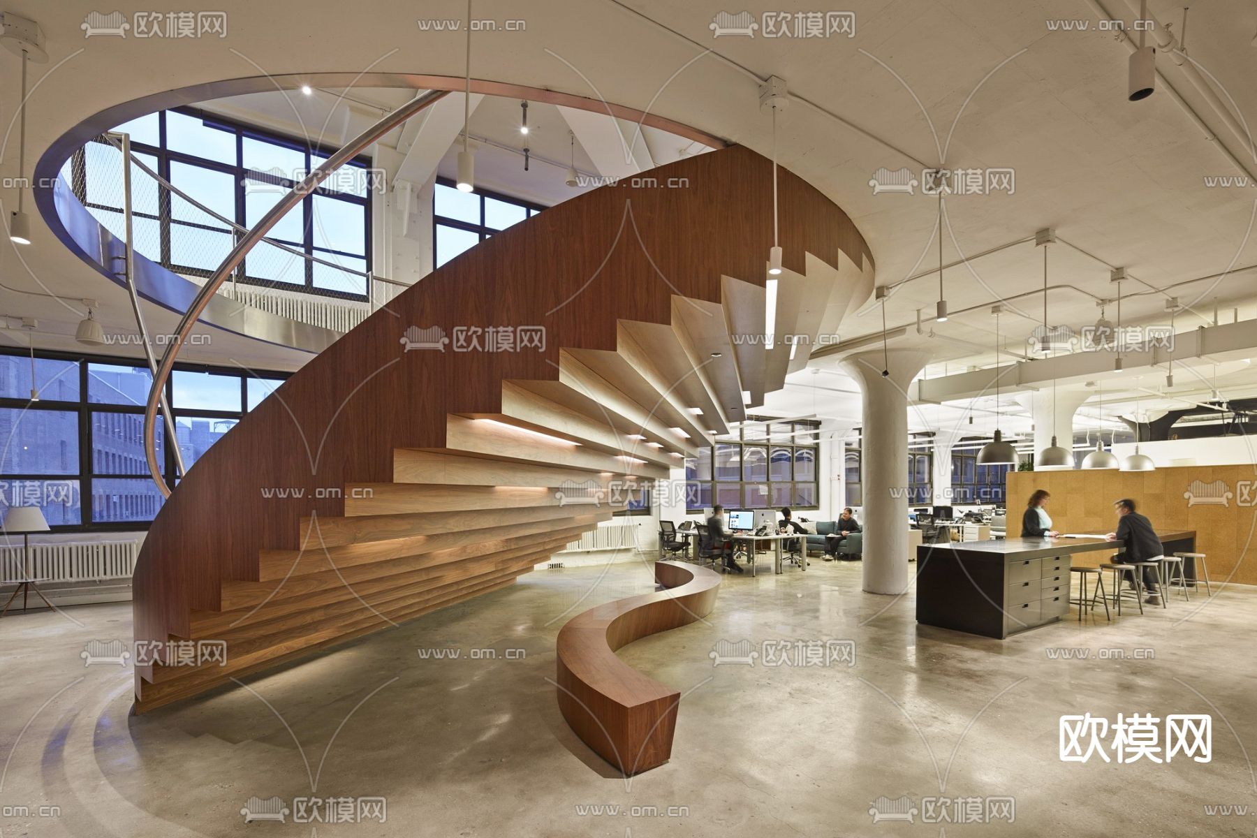 现代室内楼梯 阶梯su模型
