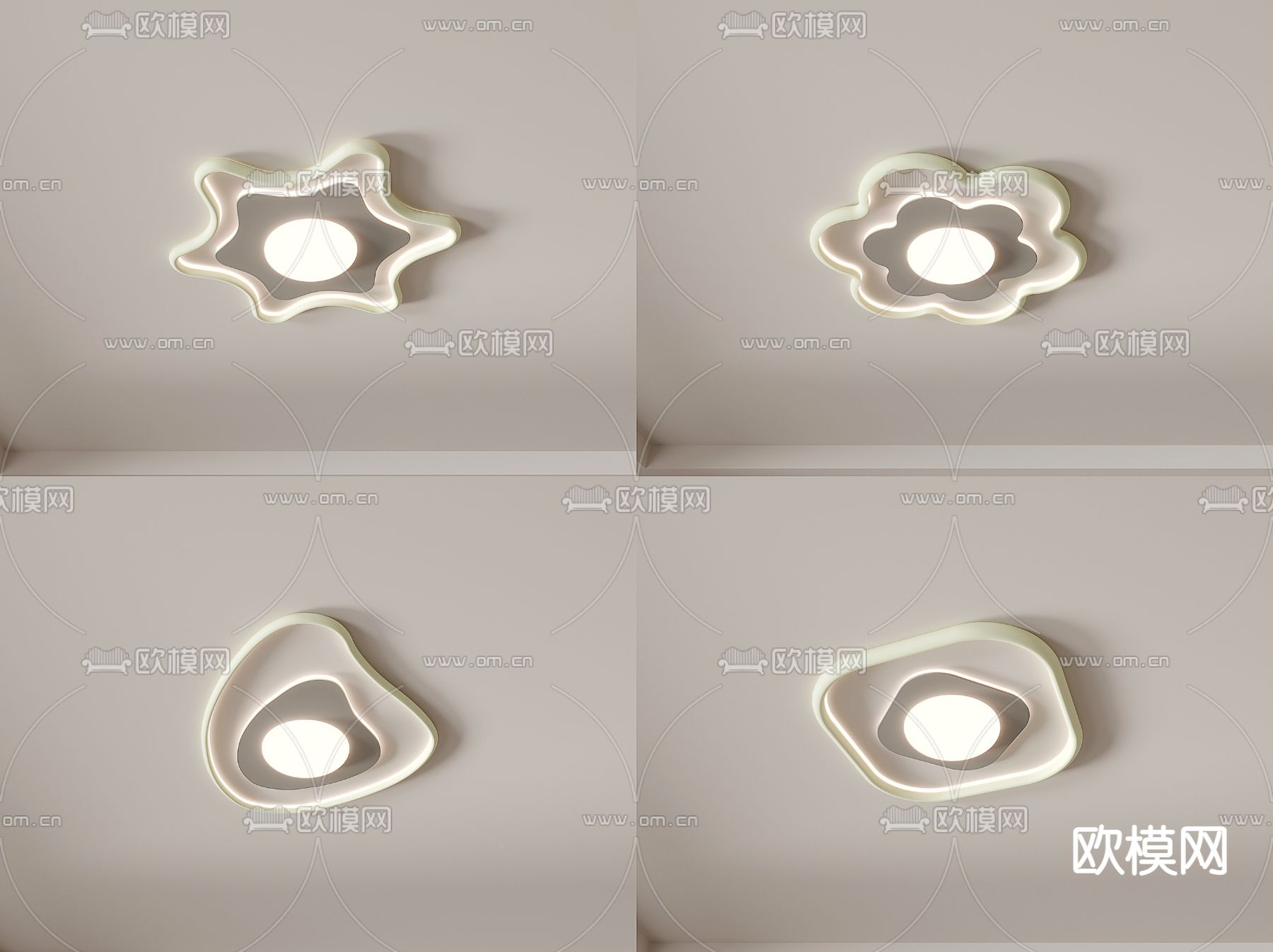 北欧艺术吸顶灯3d模型下载（渲染图1）