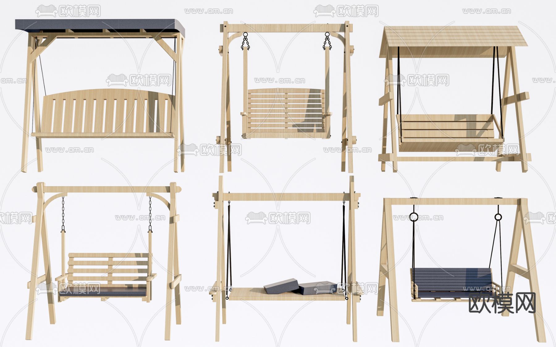 现代秋千椅 秋千 庭院秋千su模型下载（渲染图1）