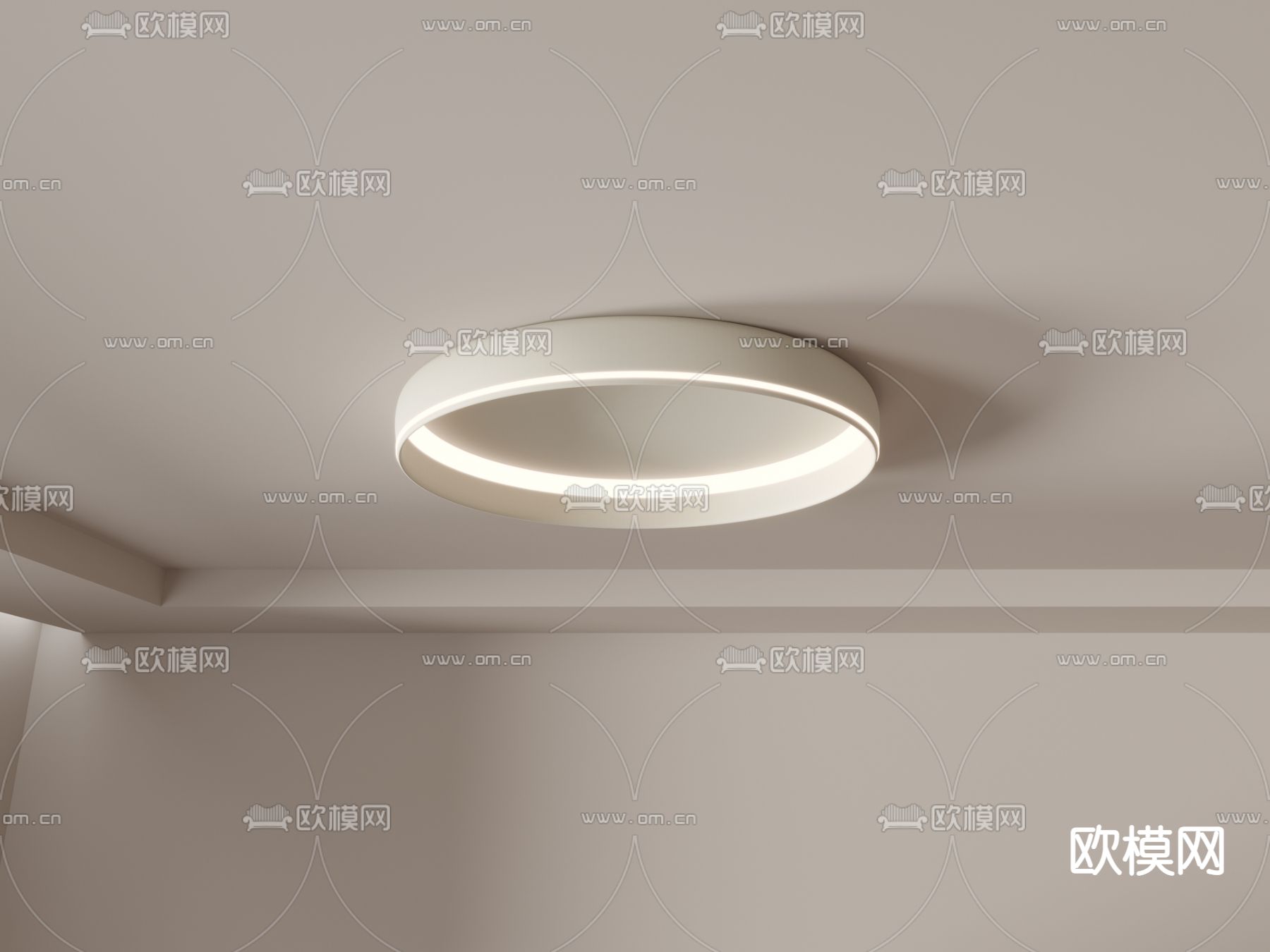 圆环吸顶灯3d模型下载（渲染图2）