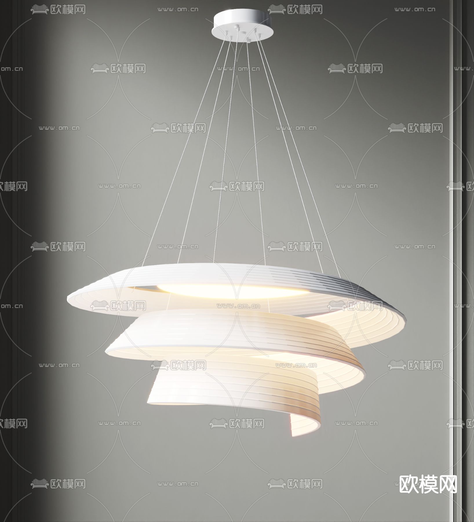 奶油风大厅吊灯 螺旋吊灯3d模型下载