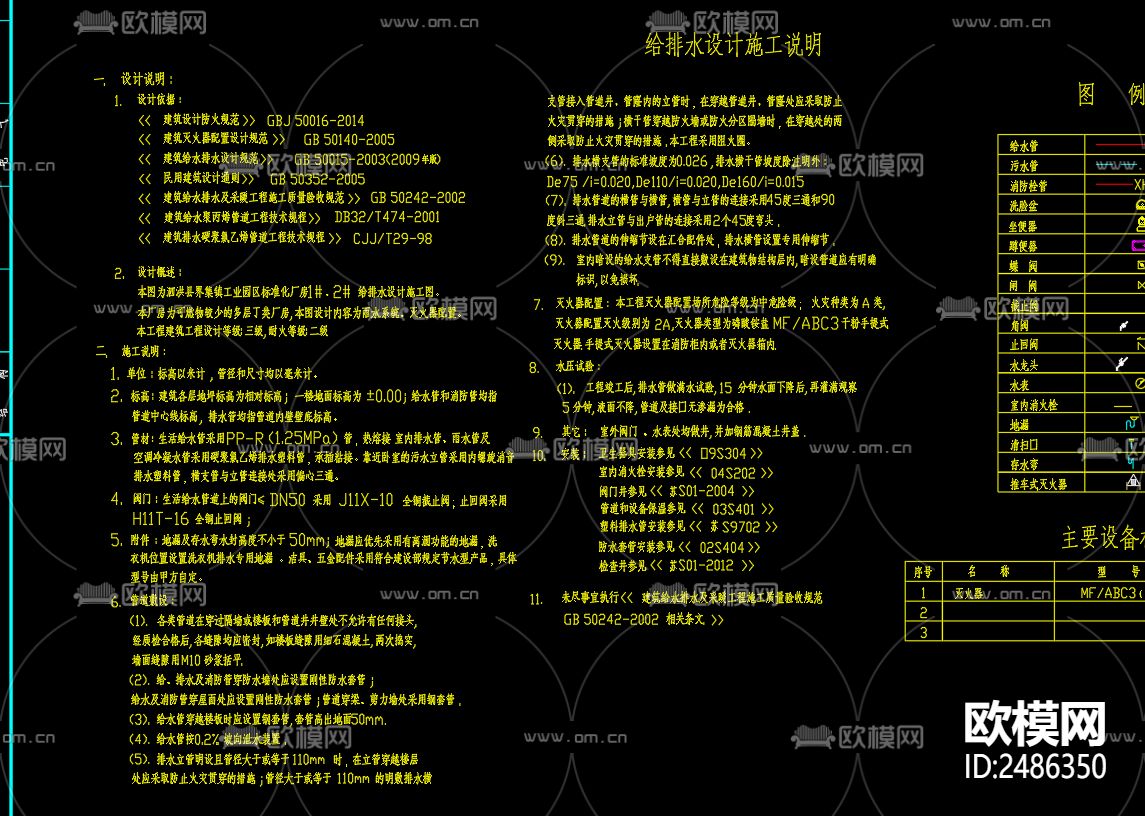工业园区标准化厂房1号给排水CAD施工图下载（渲染图2）