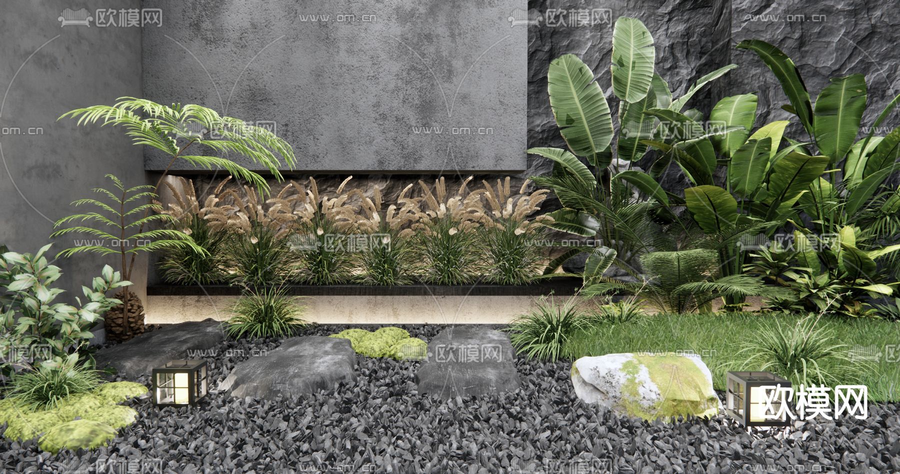 现代植物堆 景观造景3d模型下载_ID12314151_3dmax免费模型-欧模网