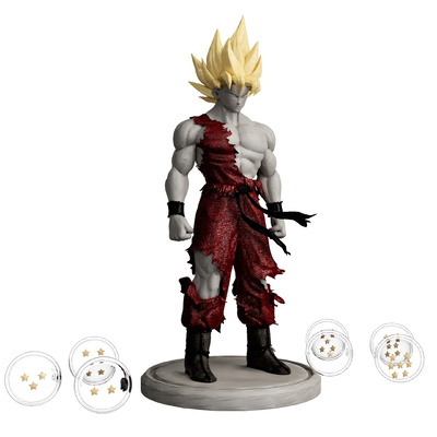  赛亚人手办 七龙珠孙悟空摆件su模型 