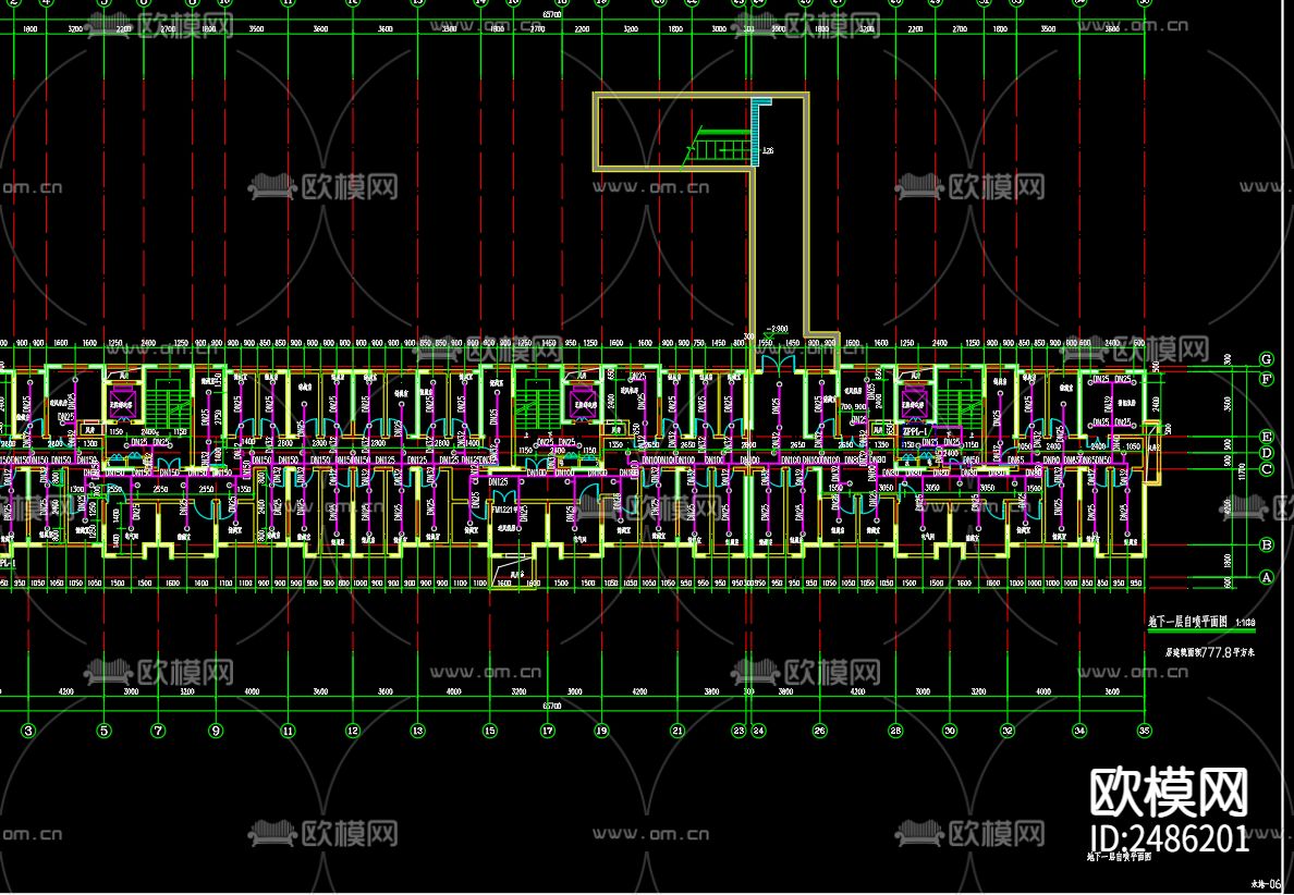 富园悦府7号楼给排水及水灭火系统设计CAD施工图下载（渲染图1）