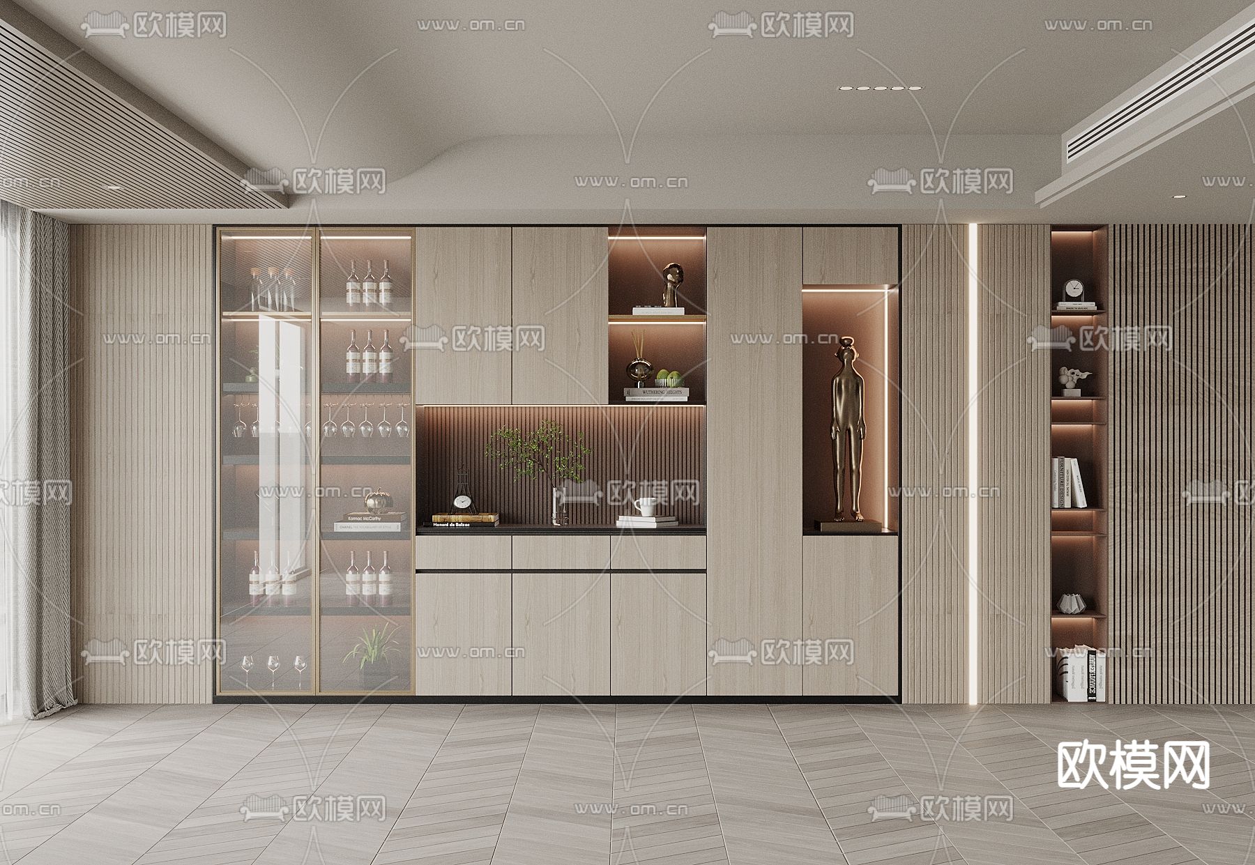 现代酒柜3d模型下载