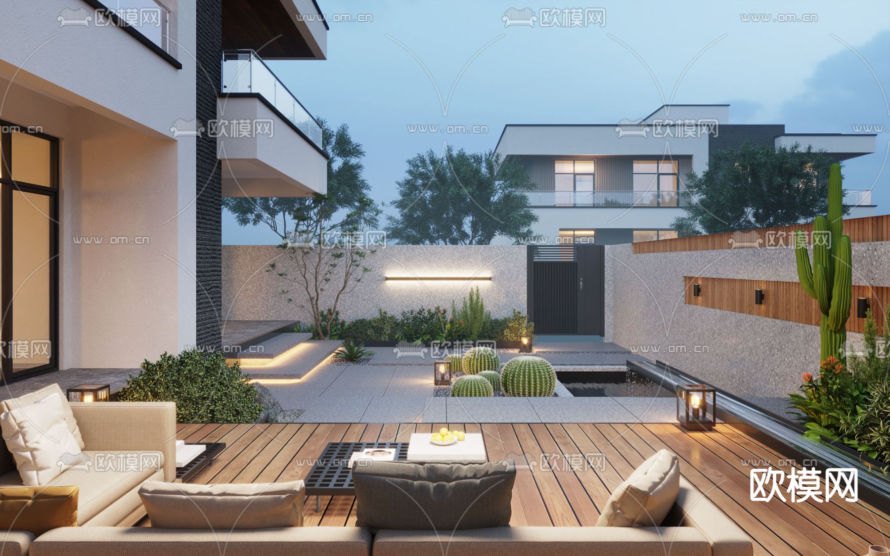 别墅庭院 阳台花园3d模型下载（渲染图2）