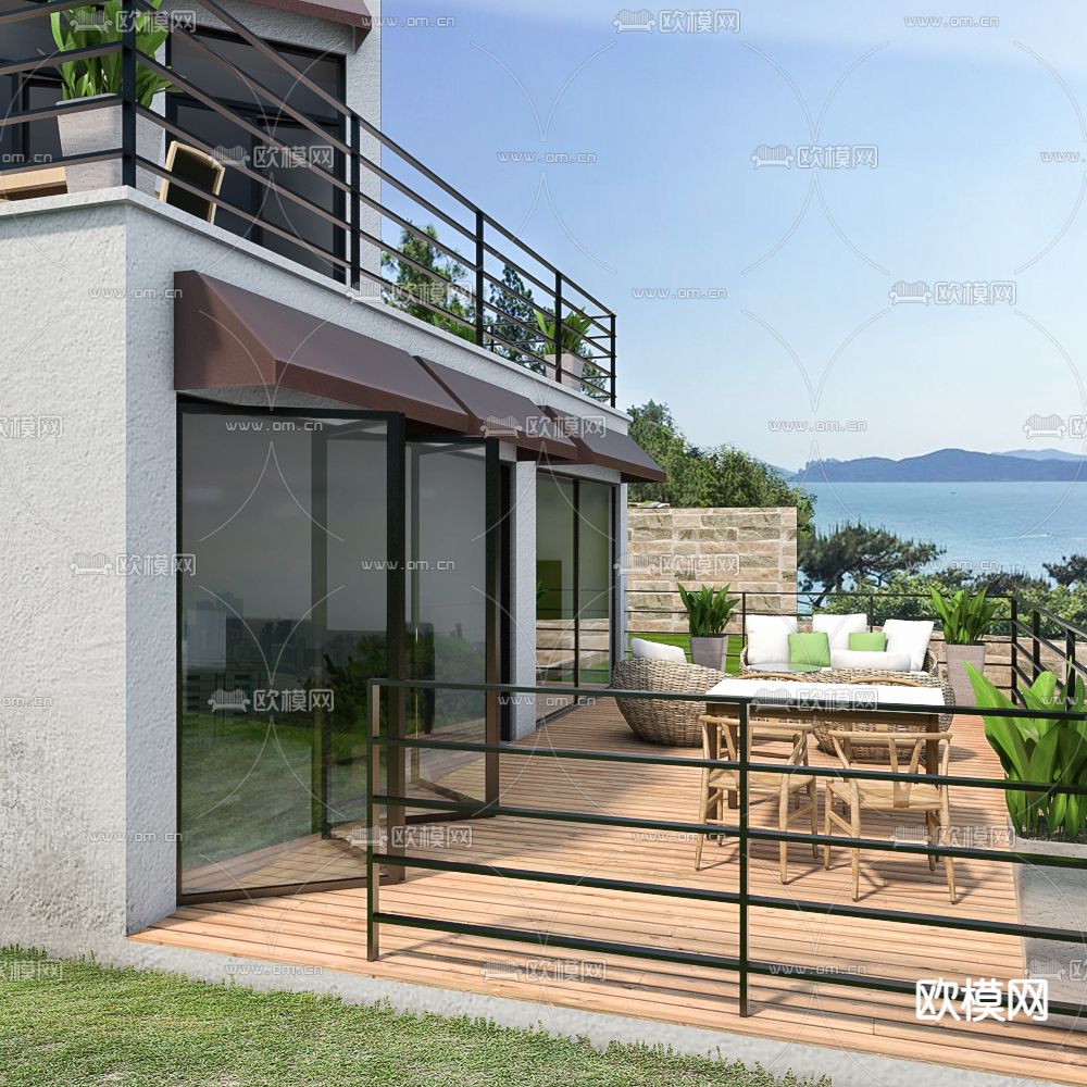 现代山地独栋别墅su模型下载（渲染图2）