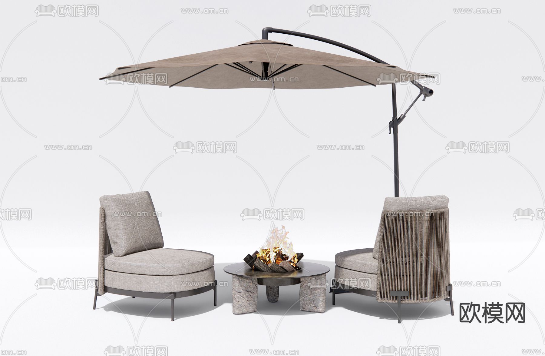 现代藤编户外椅3d模型下载