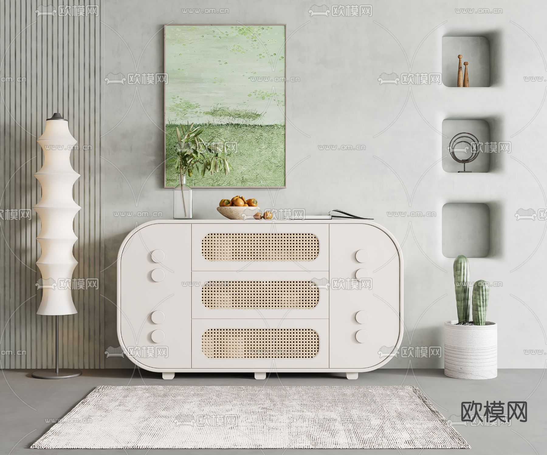 侘寂风餐边柜3d模型下载