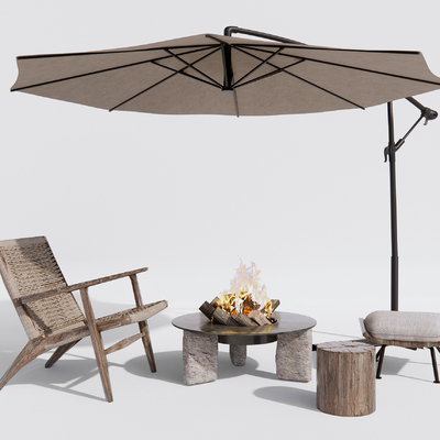  侘寂户外椅su模型 