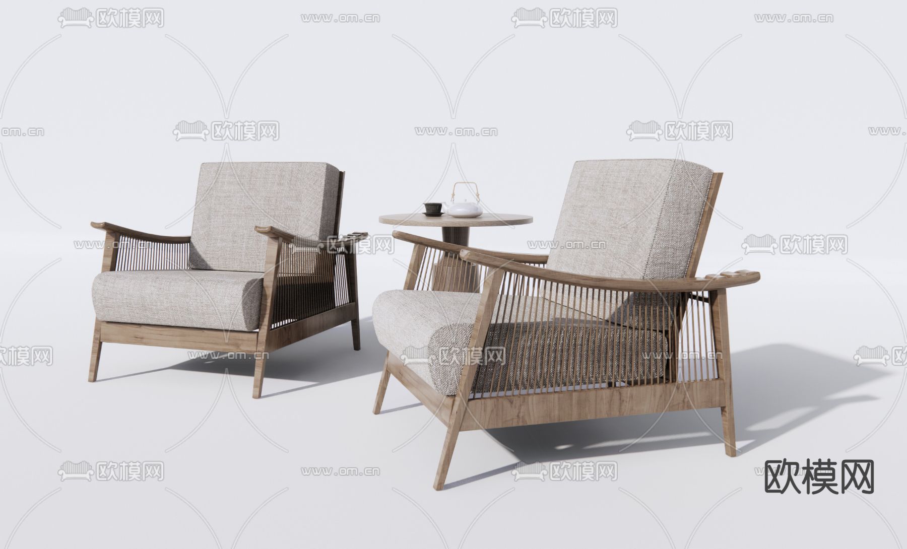 新中式休闲沙发3d模型下载