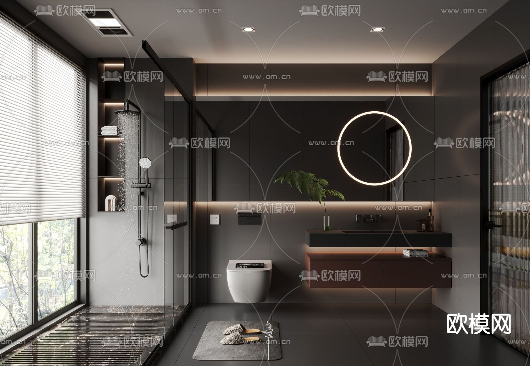 暗黑风卫生间 浴室 洗手间3d模型下载