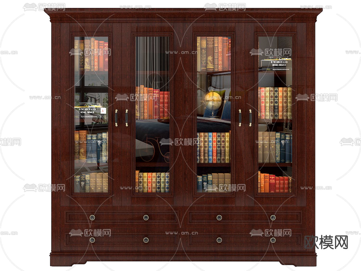 美式书柜免费3d模型下载