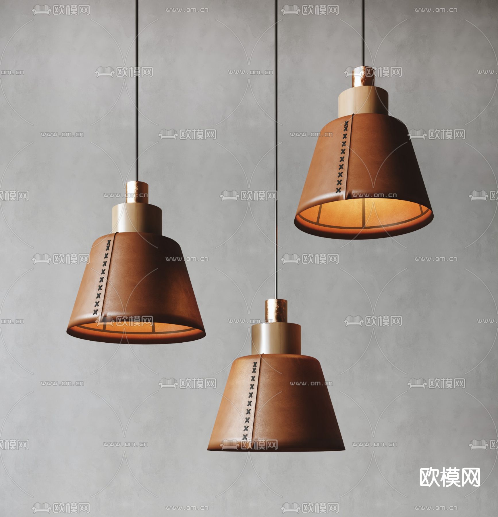 工业风皮质吊灯d模型下载