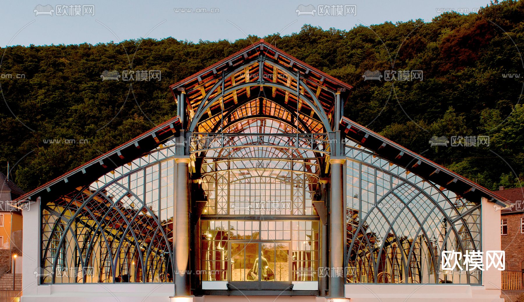 法式图书馆 博物馆外观su模型下载（渲染图1）