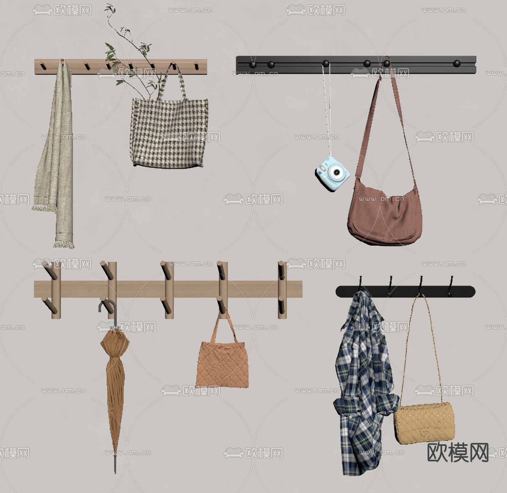 现代挂衣钩su模型下载（渲染图2）