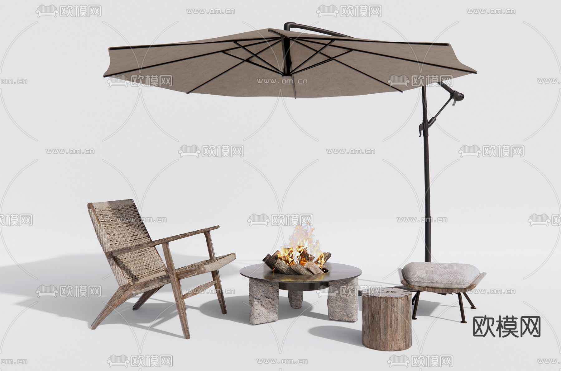 侘寂户外椅su模型下载