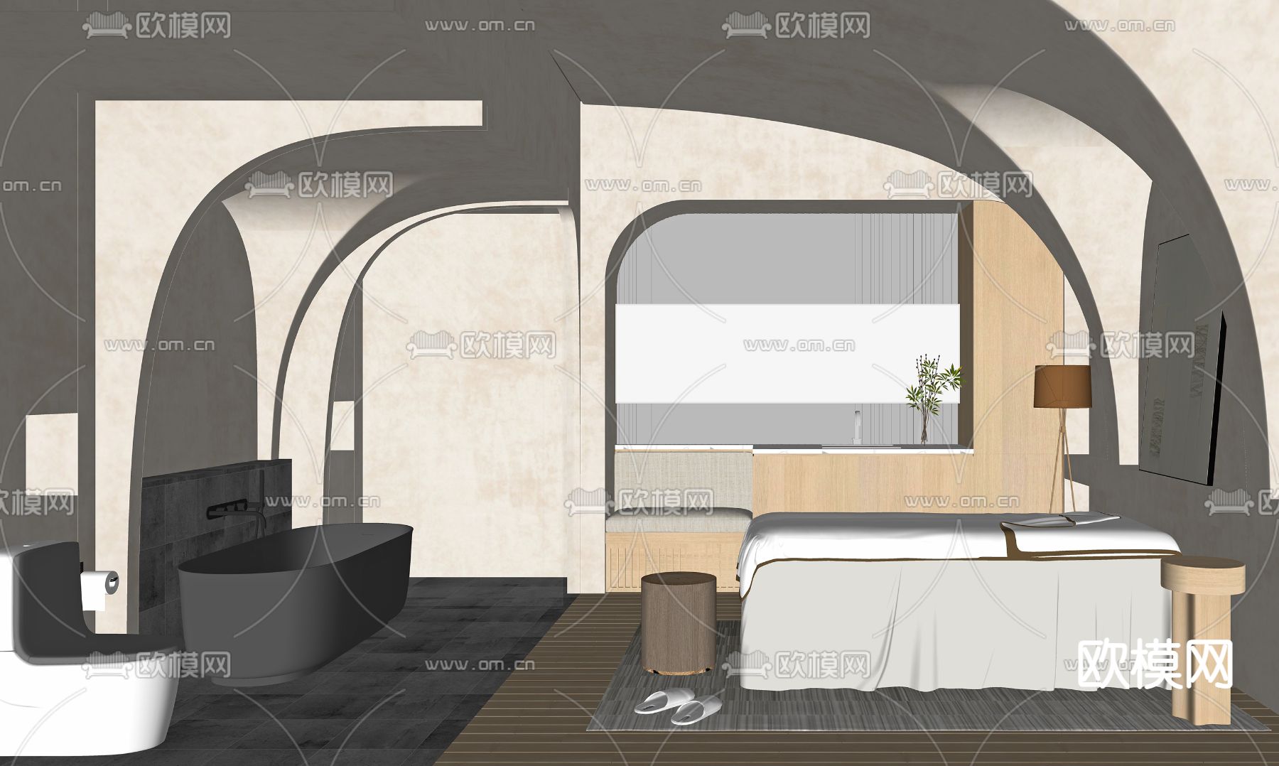 侘寂SPA美容 护理房su模型