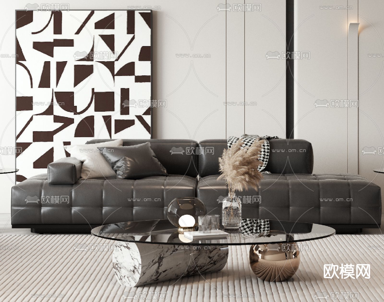 现代客厅3d模型下载（渲染图3）