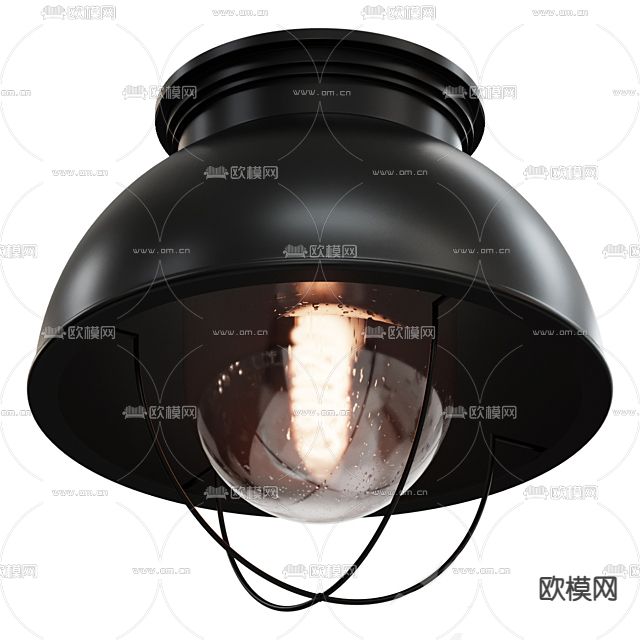 美式复古创意吸顶灯免费3d模型下载