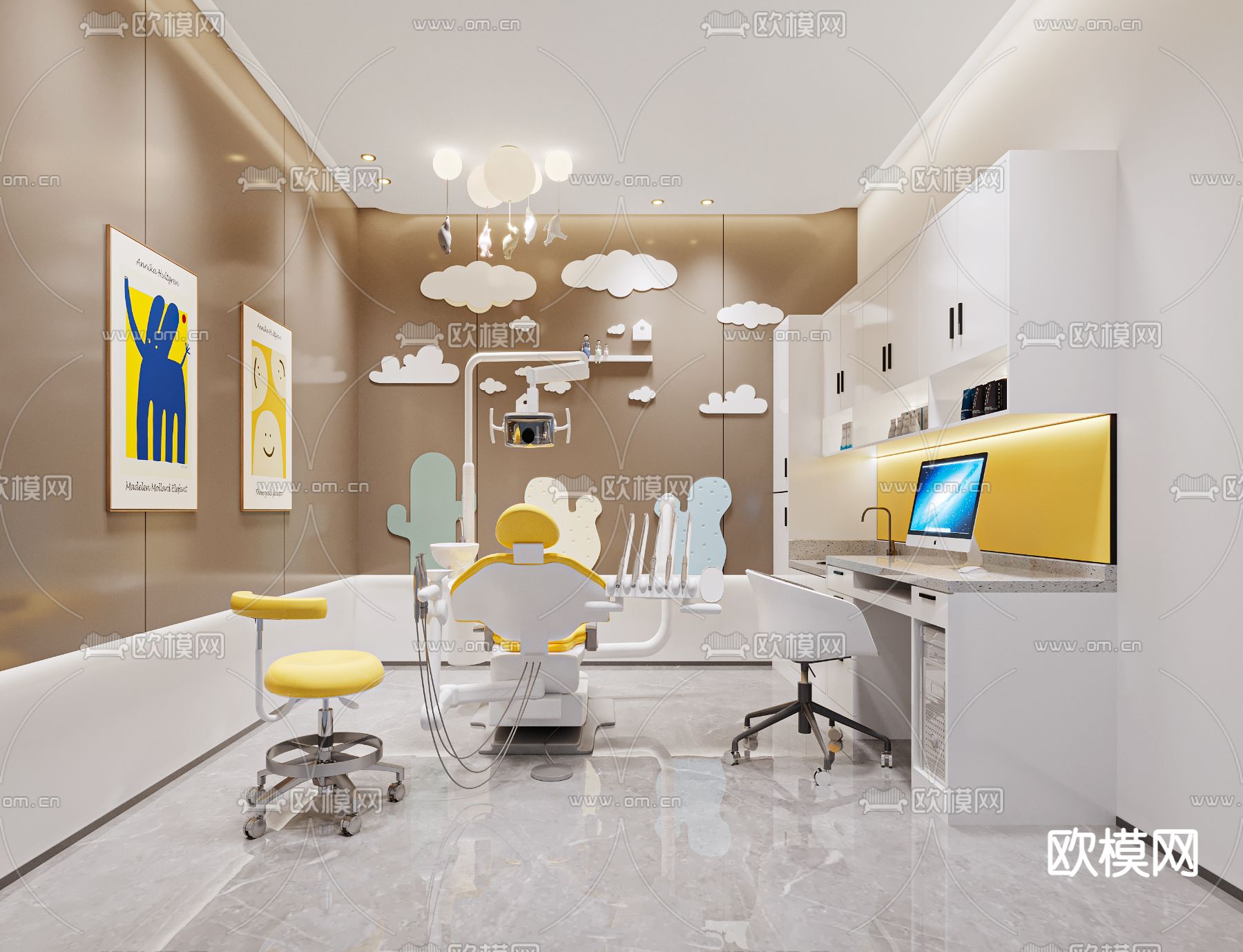 牙科诊所 儿童诊室3d模型下载_ID12313210_3dmax免费模型-欧模网