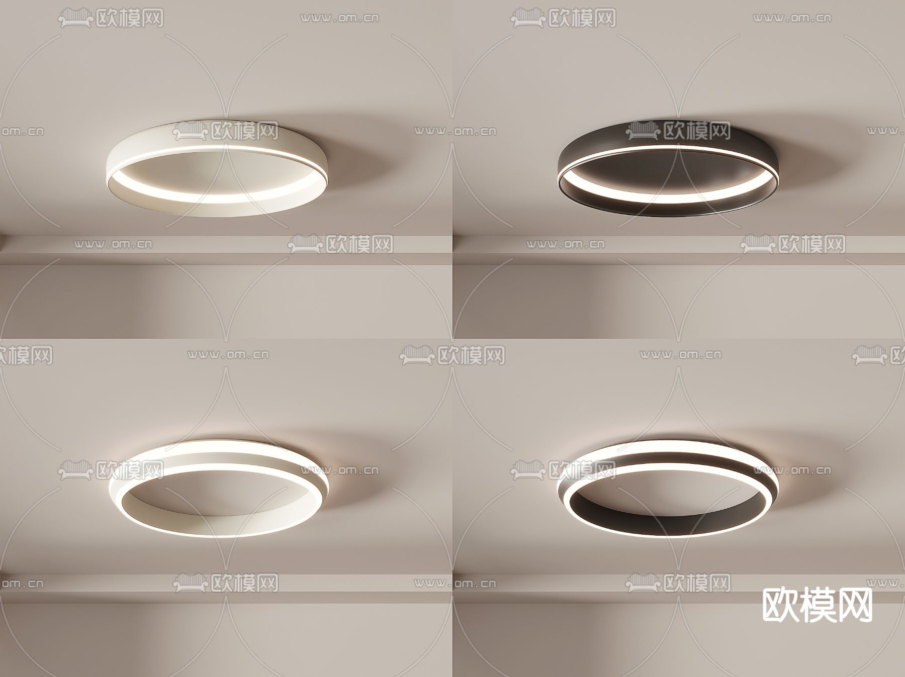 圆环吸顶灯3d模型下载（渲染图1）