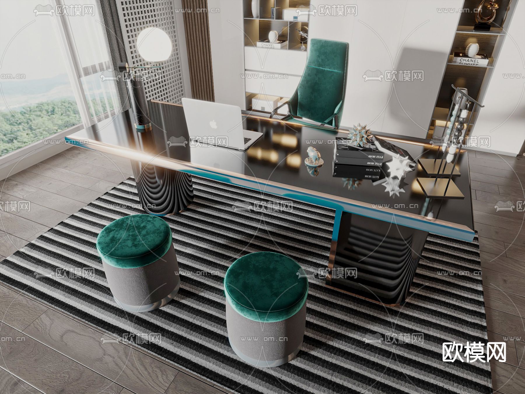 现代办公桌椅 写字台3d模型下载