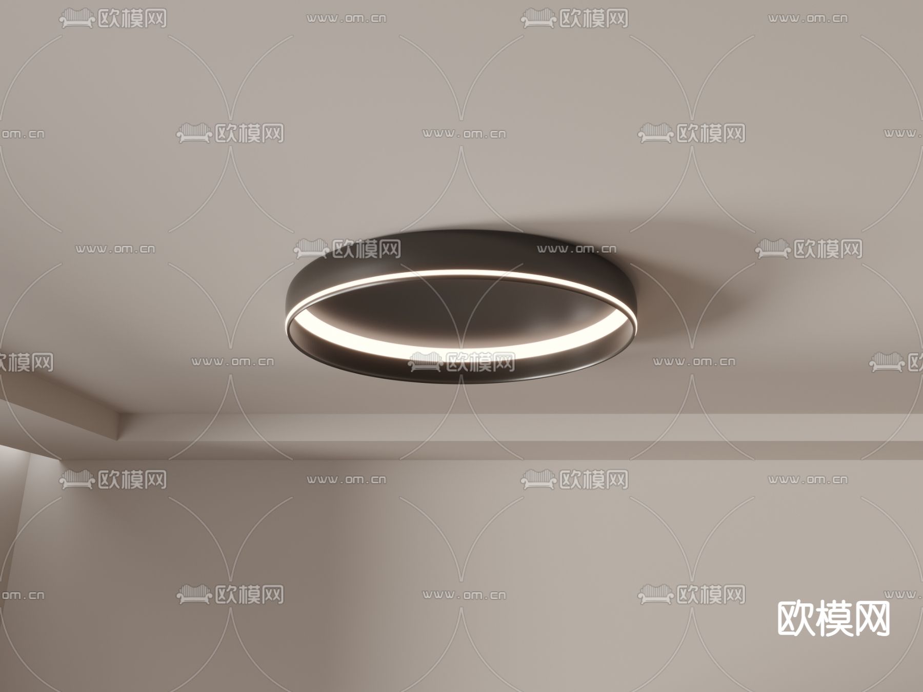 圆环吸顶灯3d模型下载（渲染图3）