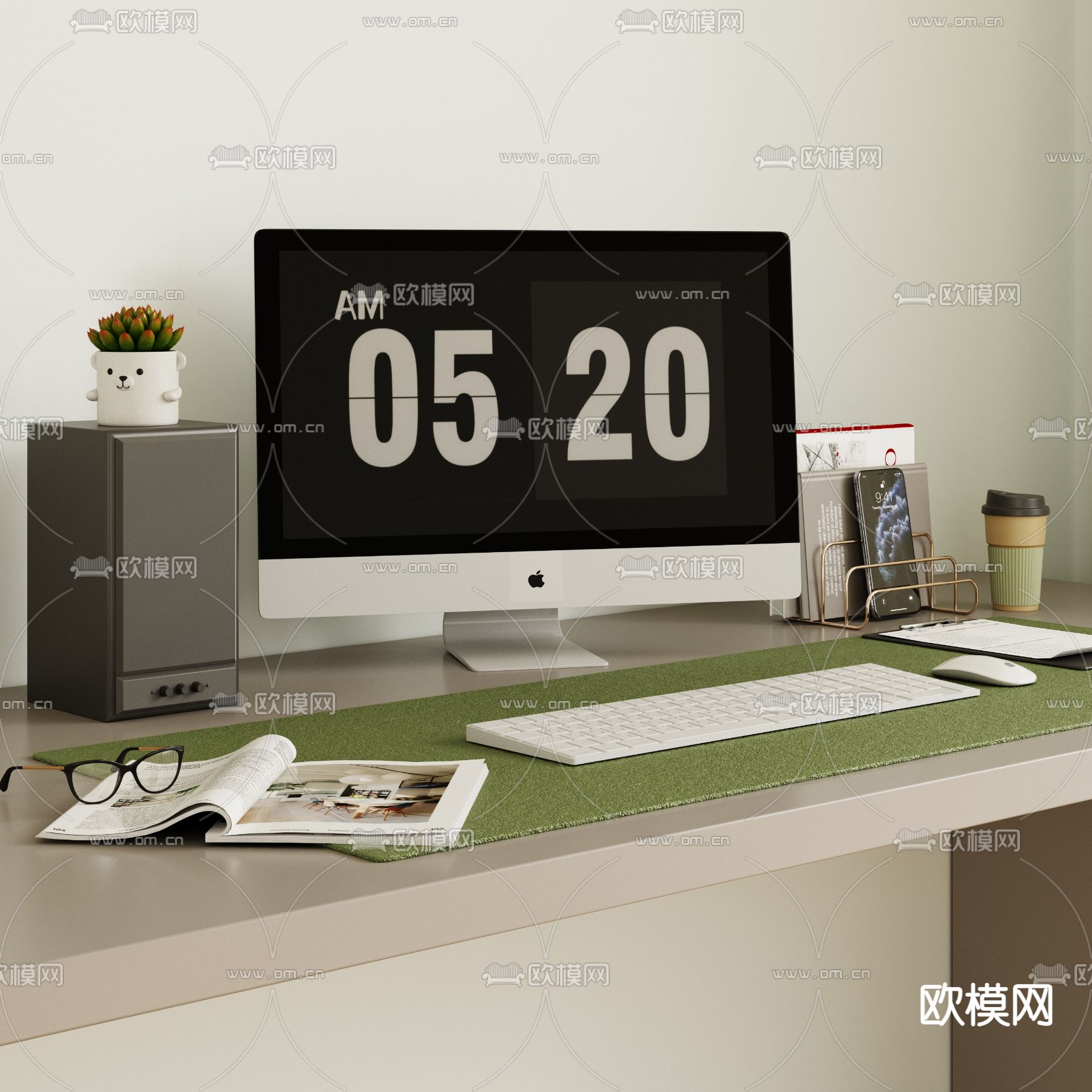 苹果电脑 键盘书籍 办公用品3d模型