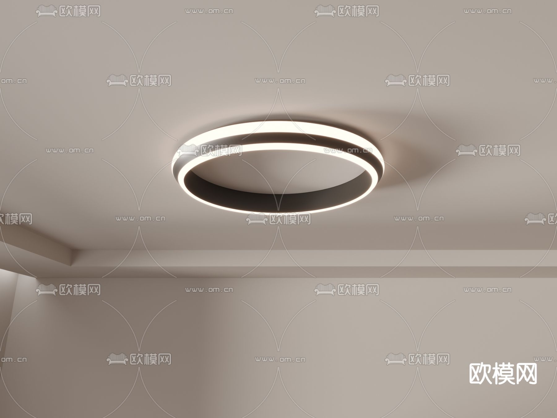 圆环吸顶灯3d模型下载（渲染图5）