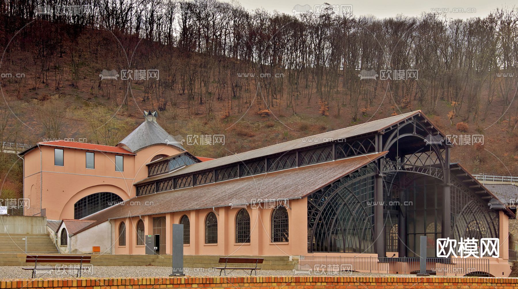 法式图书馆 博物馆外观su模型下载（渲染图3）