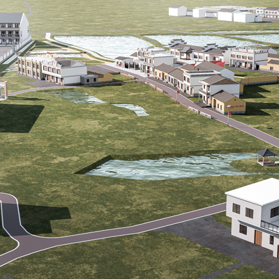  现代乡村民房鸟瞰su模型 