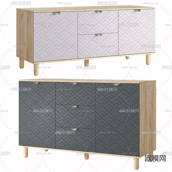 北欧边柜 斗柜3d模型下载(渲染图2)