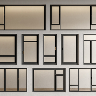 现代窗户 平开窗su模型