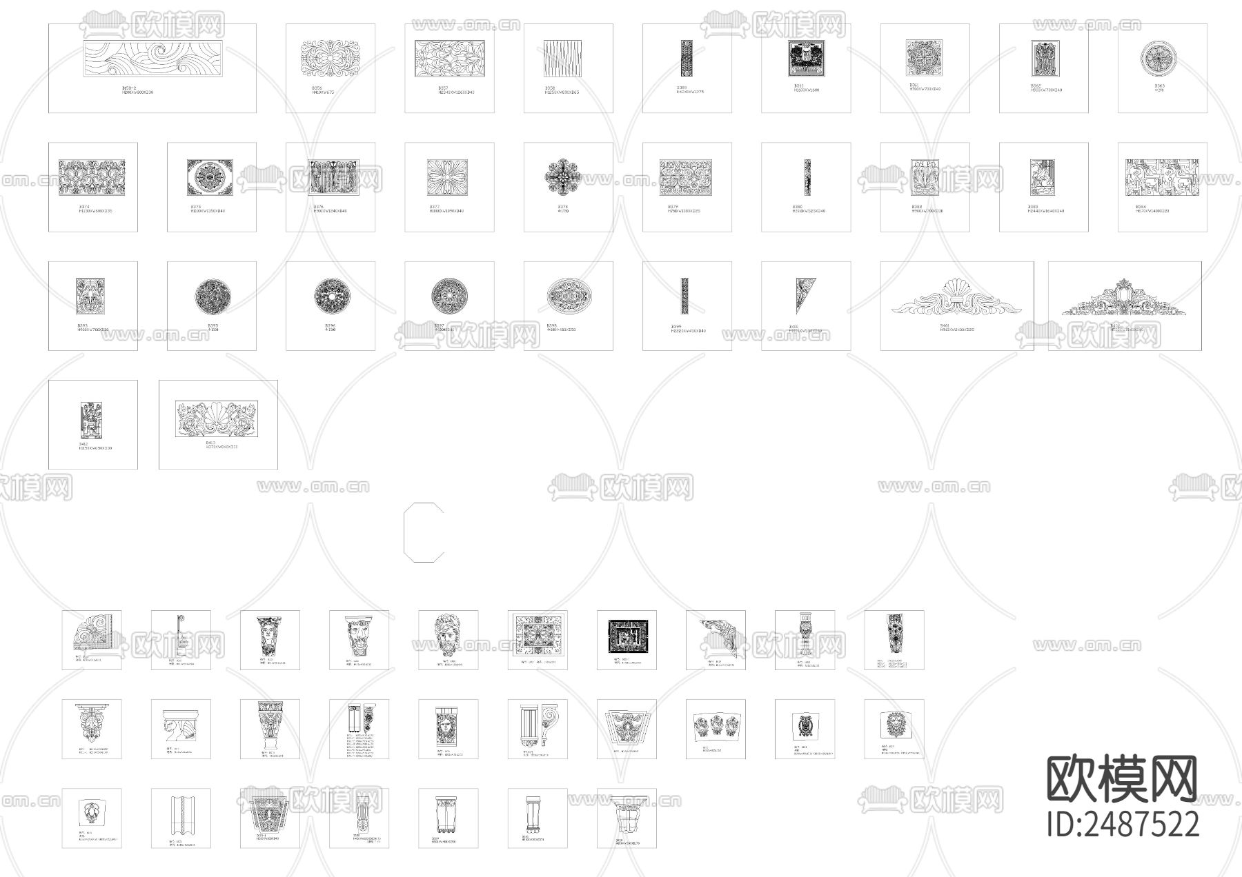 砂岩 罗马柱子CAD施工图下载（渲染图3）