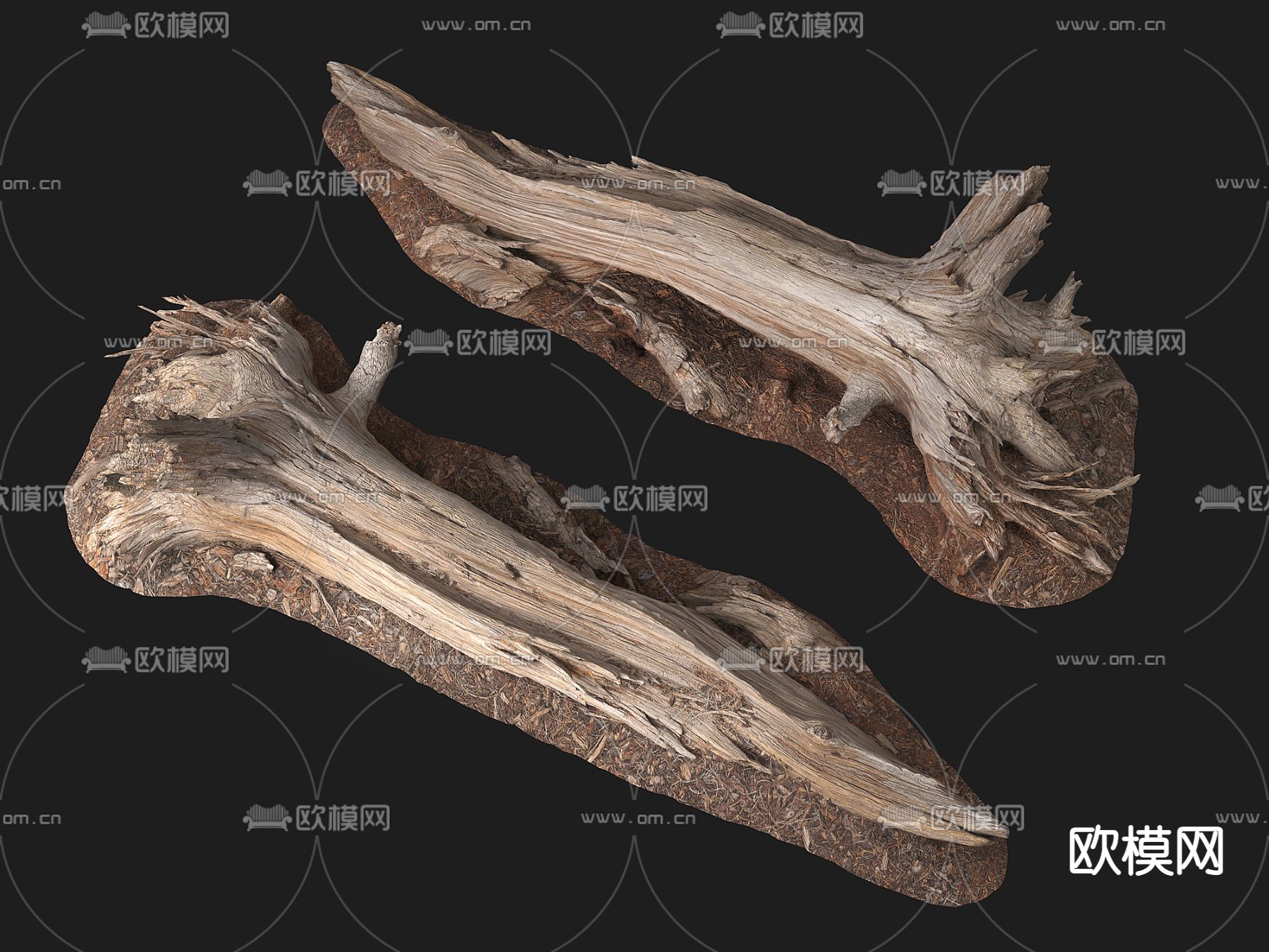 自然风枯树干 枯树根su模型下载（渲染图1）