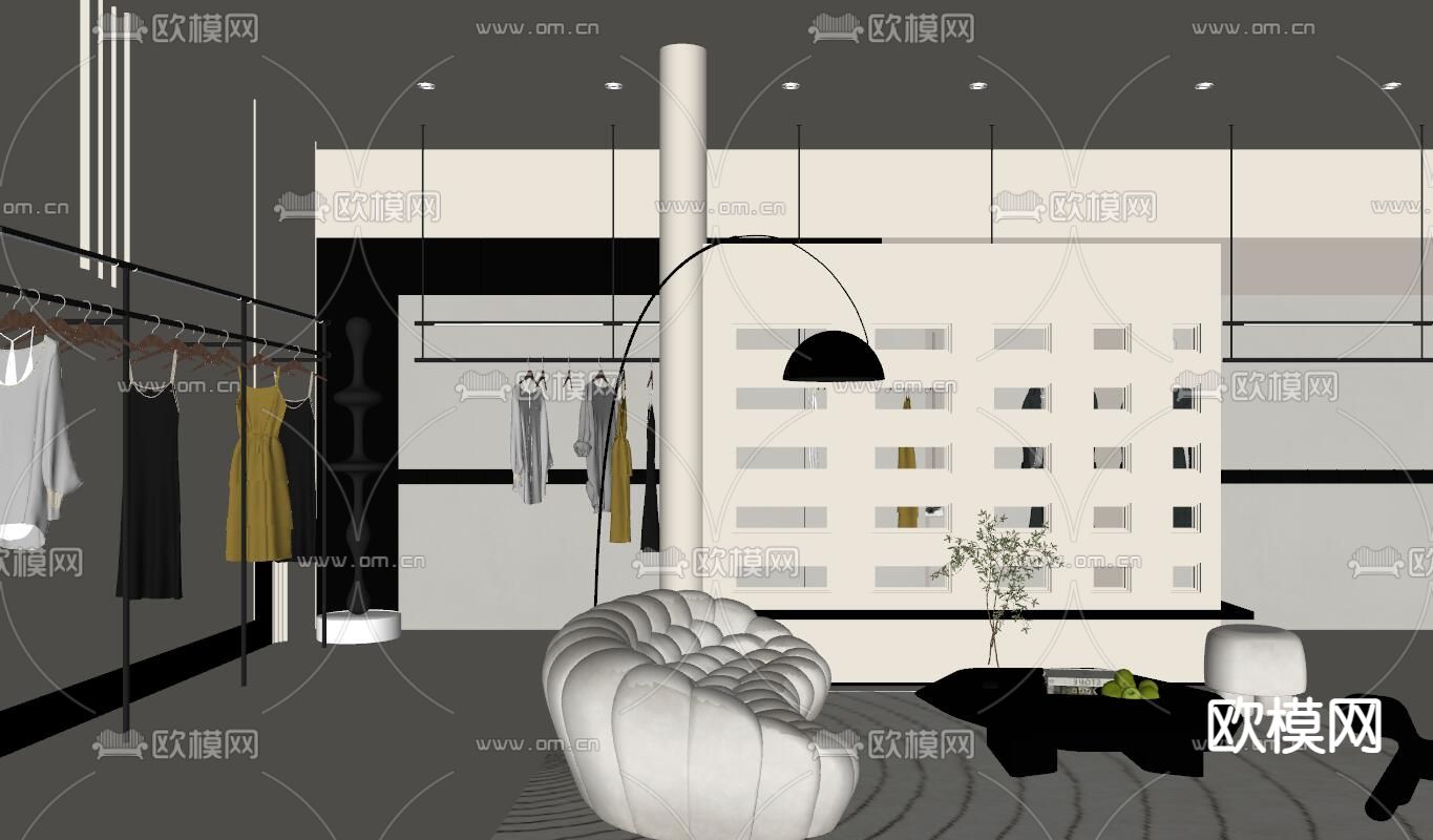 现代服装店su模型下载_ID12315123_sketchup模型下载-欧模网