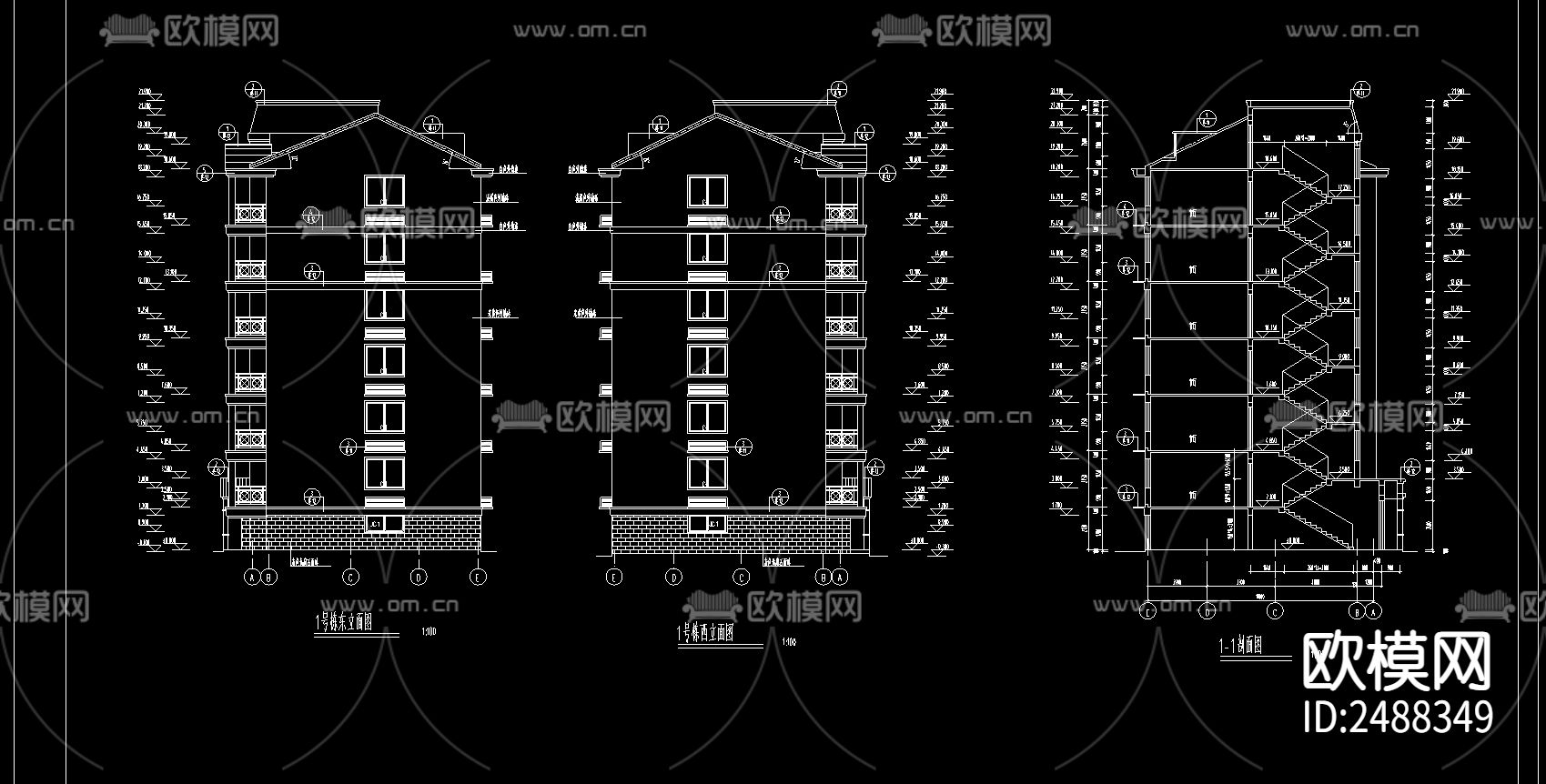 华银南苑1号栋CAD施工图下载（渲染图1）