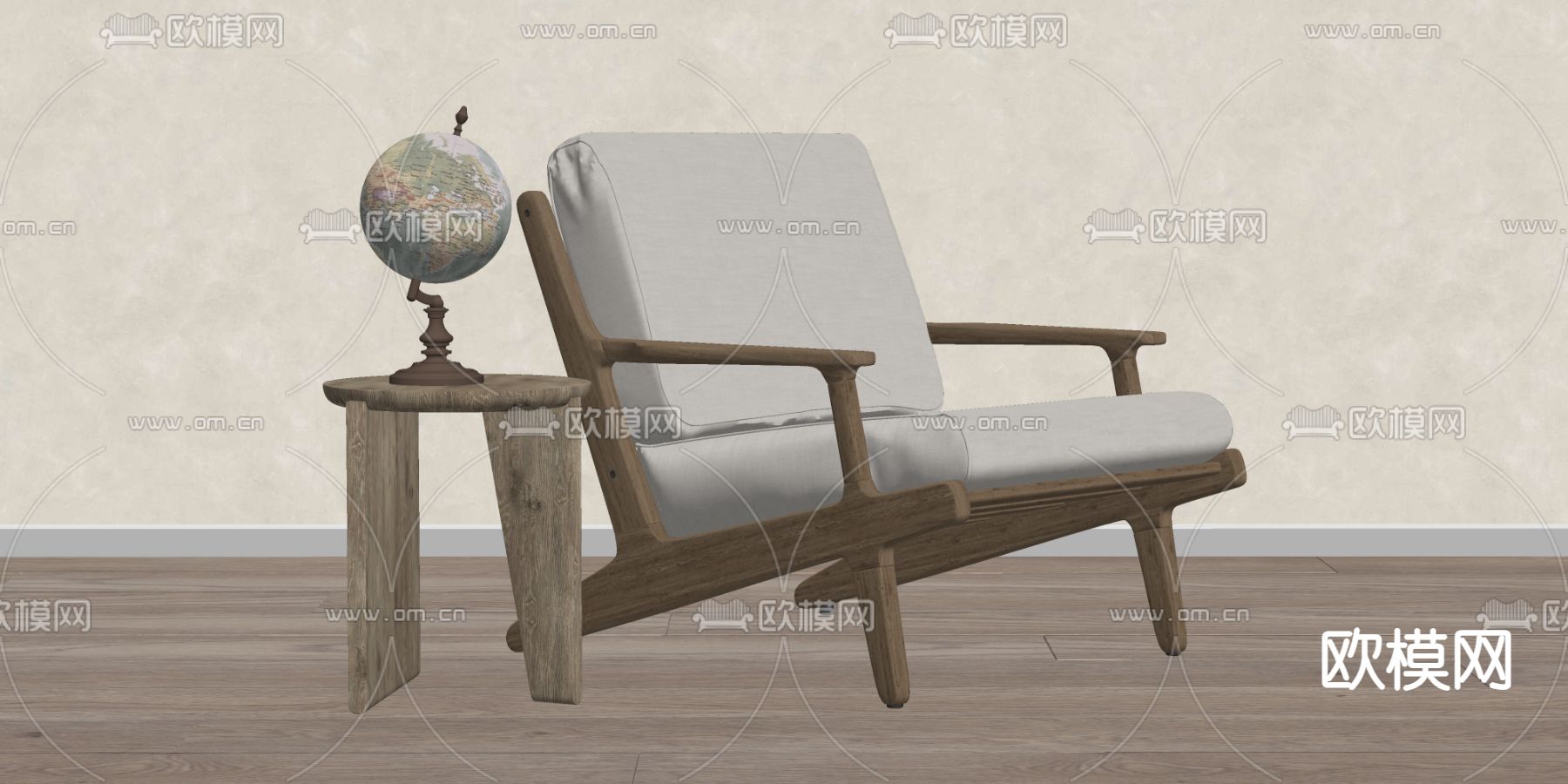 侘寂休闲椅子su模型下载（渲染图2）
