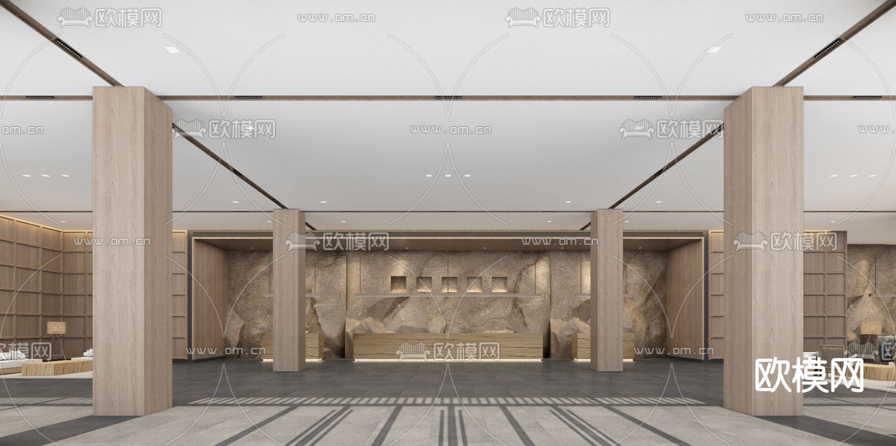 酒店前台接待 休闲区3d模型下载（渲染图1）