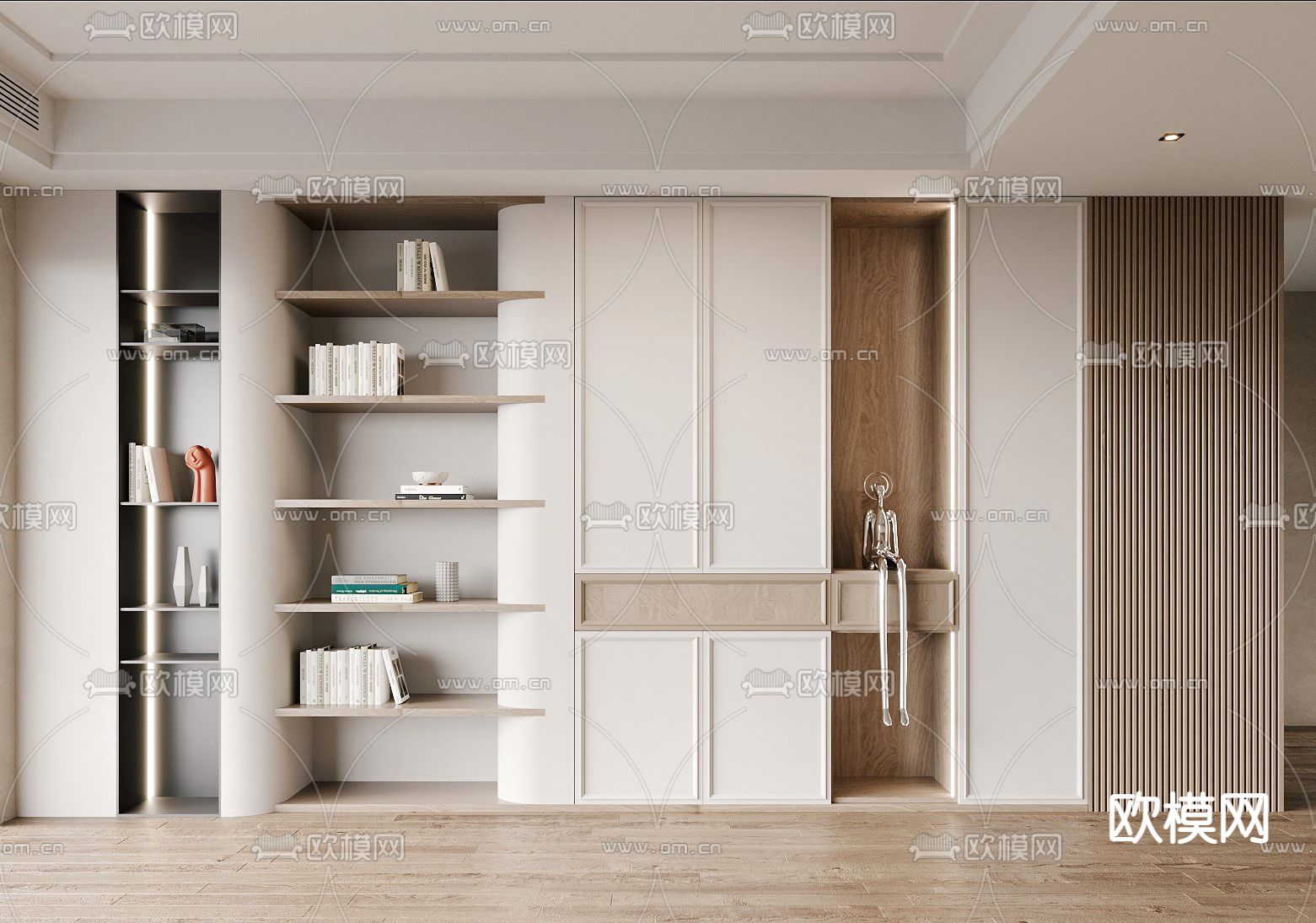 侘寂书柜su模型下载（渲染图1）