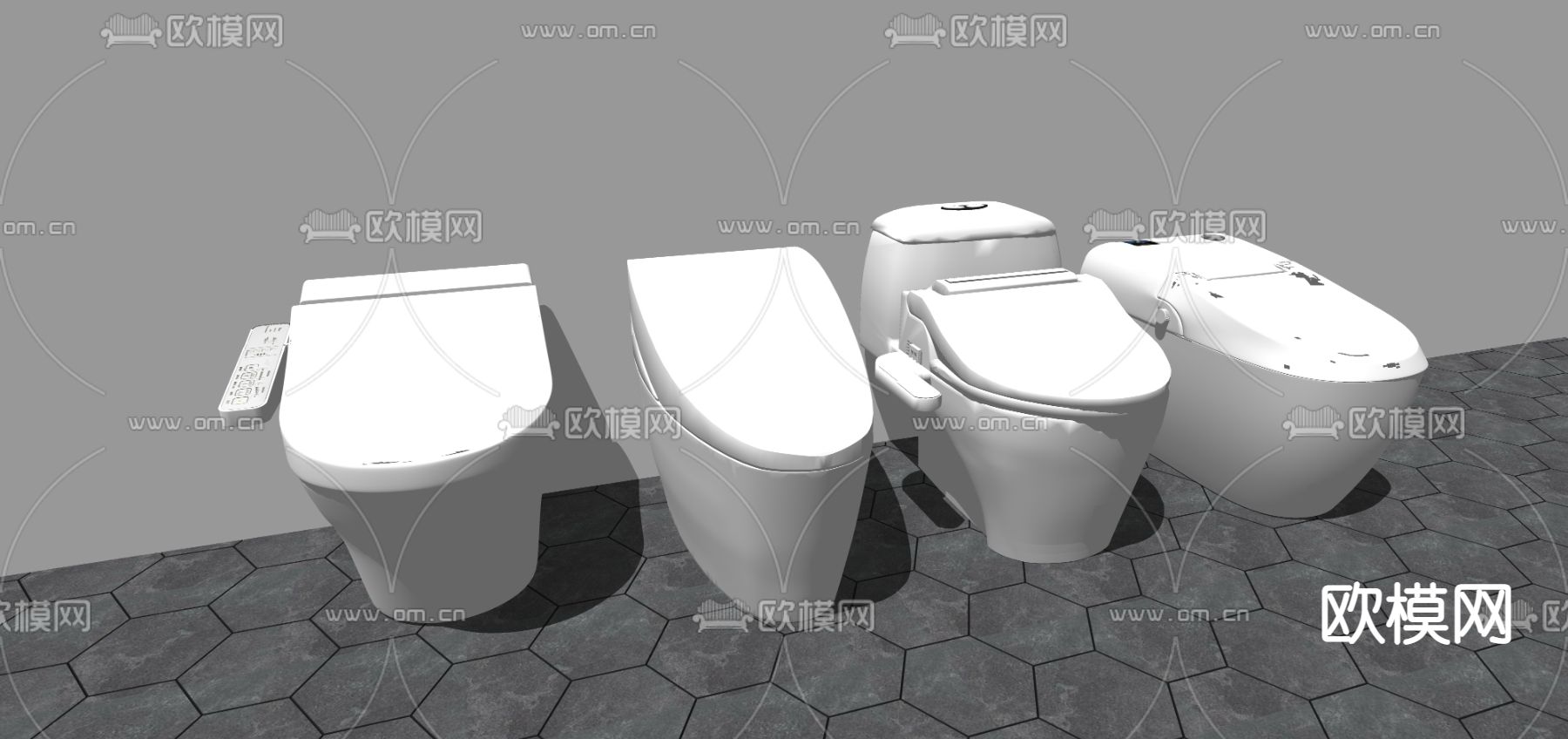 现代马桶su模型下载（渲染图2）