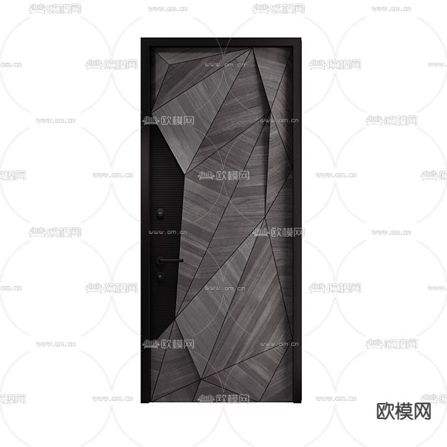 现代轻奢几何立体平开门免费3d模型下载