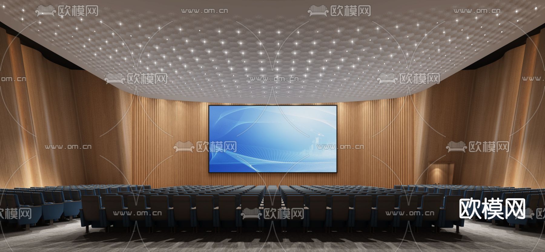 大型报告厅 礼堂 会议厅3d模型下载（渲染图1）