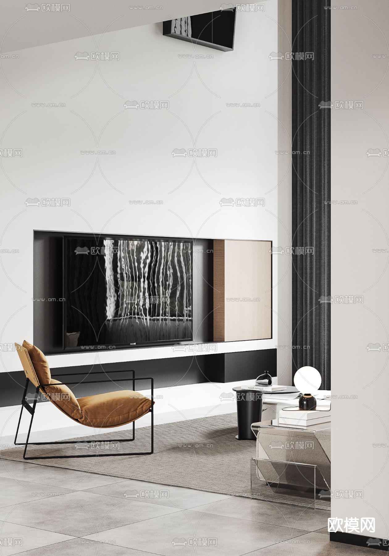 极简别墅客厅 别墅大堂3d模型下载（渲染图3）